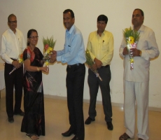 Felicitation and welcome of Hon. Smt. Padma V. Devarajan, Prof. Institute of Chemical Technology, Mumbai by Hon. Mr. Achyut Sawantbhonsale  