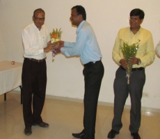 Felicitation and welcome of Hon. Dr. M. N. Saraf, Principal, Bombay College of Pharmacy, Mumbai by Hon. Executive Chairman, BKC, Mr. Achyut Sawantbhonsale 